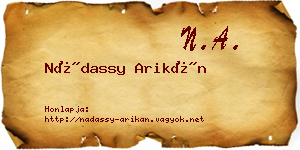 Nádassy Arikán névjegykártya